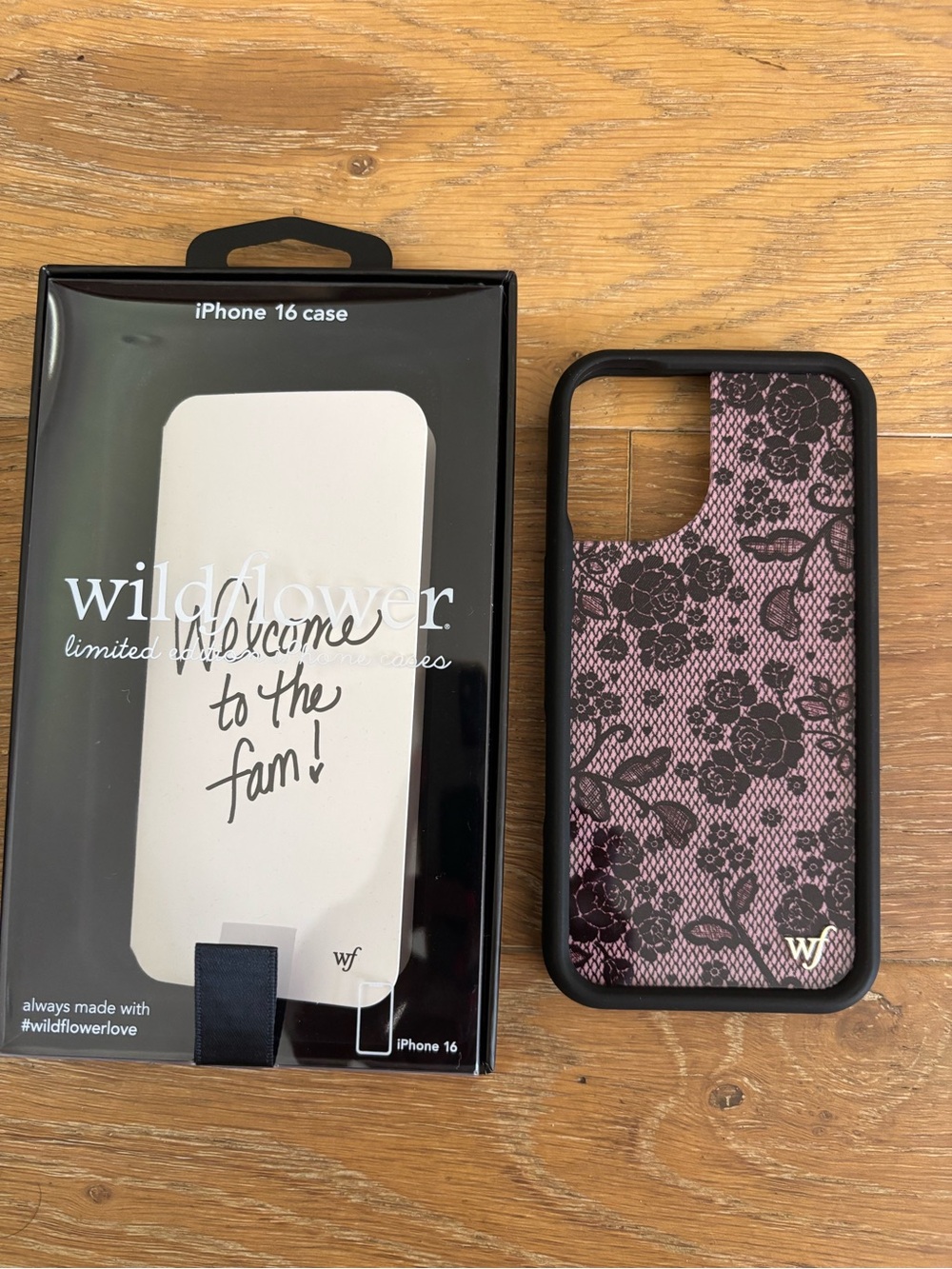 Wildflowers Pink and Black Lace iPhone 16 Case